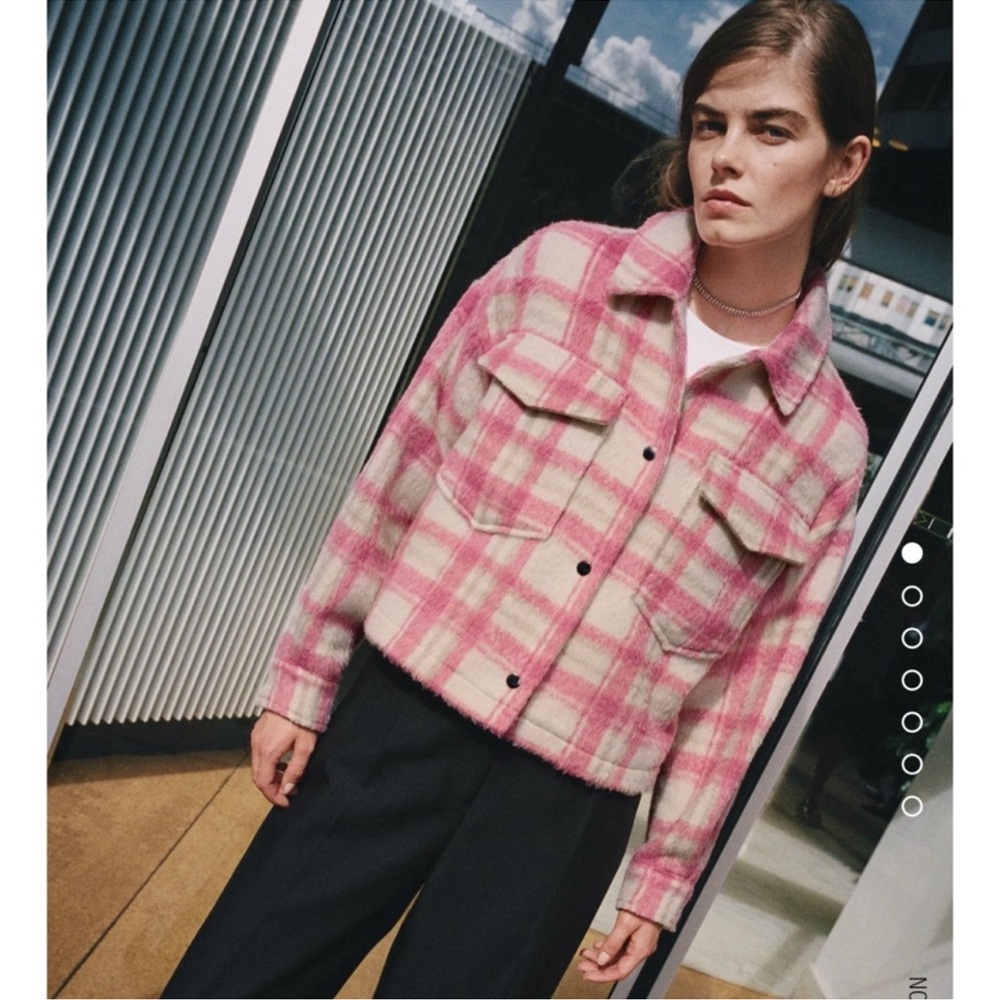 Zara Cropped Plaid Pink Jacket